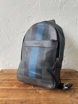 Vintage Varsity Striped Coach Backpack Grey Leather - We Thieves