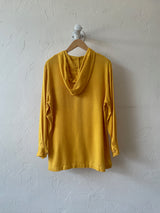Vintage Ann May Dandelion Yellow Woven Silk Hoodie M - We Thieves