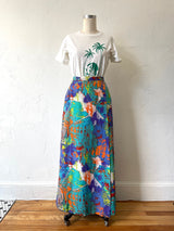 Vintage 1960s Maxi Wrap Skirt Mosaic Macro Print by Carriage House Small - We Thieves