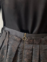 Vintage 2005 Lanvin Black & Brown Floral Jacquard Skirt M