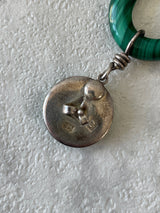 Vintage Malachite & Sterling Silver Oval Dangle Earrings