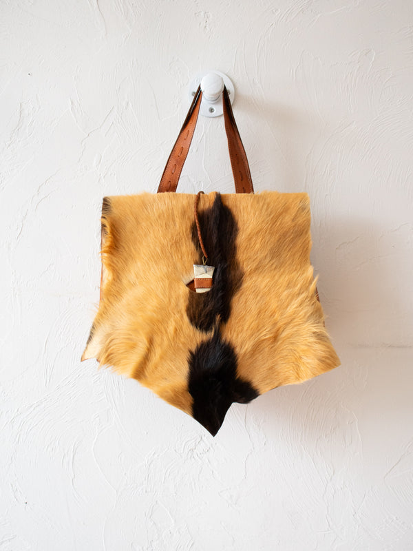 Vintage Leather & Cowhide Shoulder Bag with Horn Closure - We Thieves