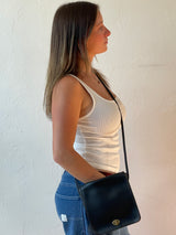 Vintage 1980s Coach Black Leather Dinky Handbag