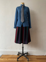 Vintage Gucci GG Logo Blue Silk Jacquard Blouse XS/S