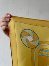 Vintage Hermes Yellow Sequences Silk Scarf