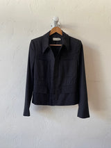 Vintage Calvin Klein Dark Navy Wool Zippered Blazer Jacket XS/S - We Thieves