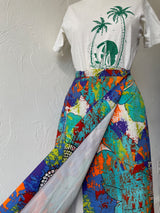 Vintage 1960s Maxi Wrap Skirt Mosaic Macro Print by Carriage House Small - We Thieves