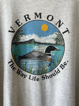 Vintage Vermont Heather Grey Loons Single-Stitch Graphic T-Shirt L/XL