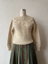 Vintage JG Hook Handknit Cream Wool Fisherman Pullover Sweater S - We Thieves