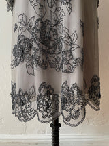 Vintage Silvery Grey Mesh Dress with Floral Beading S/M
