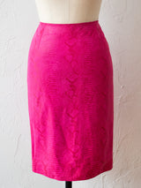 Vintage Emanuel Ungaro Pink Snake Print Leather Skirt M/L - We Thieves