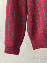 Vintage 90s Gap Burgundy & Teal Wool Pinstriped Cardigan Sweater S - We Thieves
