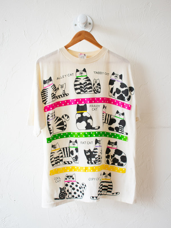 Vintage Cartoon Cats with Ribbon T-Shirt L/XL - We Thieves
