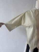 Vintage 60s Cream/Beige/Black Cotton Blouse with Dagger Hem S - We Thieves