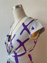 Vintage Issa London Silk Jersey Knit Purple & Grey Dress S/M - We Thieves