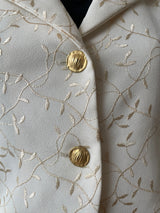 Vintage Nicole Miller Embroidered Vines Cream Cropped Jacket/Blazer XS - We Thieves