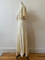Vintage 60s/70s Cream Maxi Dress with Handkerchief Hem and Butterfly Sleeves XS - We Thieves