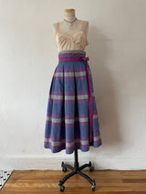 Vintage Jeanne Marc Cotton Checkered Pink/Periwinkle Pleated Midi Skirt XS - We Thieves