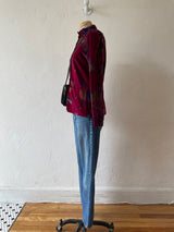 Vintage 80s Chacok Novelty Deep Magenta Velvet Blouse M