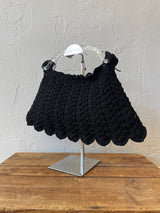 Vintage 1950s Black Crochet Handbag with Twisted Lucite Handle - We Thieves