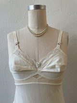 Vintage 80s Union Made White Bustier Slip Dress with Lace Trim XS/S - We Thieves