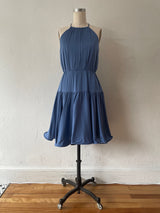 Vintage Milly Periwinkle Blue Silk Tiered Dress with Wire Hem S/M - We Thieves