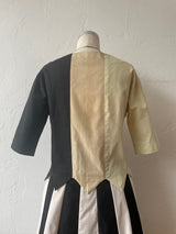 Vintage 60s Cream/Beige/Black Cotton Blouse with Dagger Hem S - We Thieves