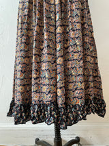 Vintage 70s Damina Black Paisley Lace-Up Bodice Boho Dress S - We Thieves
