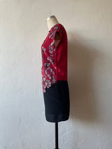 Vintage Vivienne Tam Red & Black Silk Dress with Floral Appliqué S/M - We Thieves