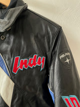 Vintage Polaris Black Leather Racing Jacket with Quilted Lining S