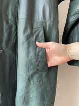 Vintage I.O.U. Long Green Leather Dolman Sleeve Coat M/L - We Thieves