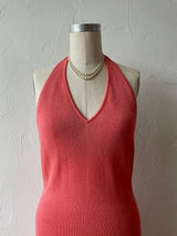 Vintage St John Flamingo Pink Halter Dress S - We Thieves