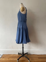 Vintage Milly Periwinkle Blue Silk Tiered Dress with Wire Hem S/M - We Thieves
