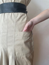 Vintage Utilitarian Beige Cotton Mermaid Hem Dress L - We Thieves