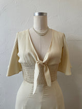 Vintage 60s/70s Cream Maxi Dress with Handkerchief Hem and Butterfly Sleeves XS - We Thieves