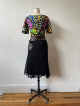 Vintage Moschino Silk "HAPPY" Graphic Print Crop Top S - We Thieves