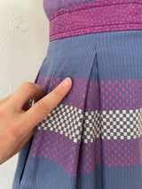 Vintage Jeanne Marc Cotton Checkered Pink/Periwinkle Pleated Midi Skirt XS - We Thieves