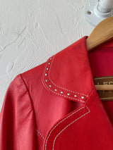 Vintage 1970s Leda Spain Red Leather Trench S - We Thieves