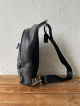 Vintage Varsity Striped Coach Backpack Grey Leather - We Thieves