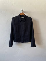 Vintage Calvin Klein Dark Navy Wool Zippered Blazer Jacket XS/S - We Thieves
