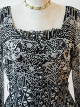 Vintage Oscar De La Renta Boutique Long Sleeve Silk Printed Midi Dress S/M - We Thieves