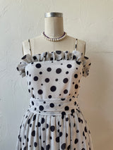 Vintage 60s/70s Ruth Chagnon Black & White Polka Dot Maxi Dress S - We Thieves