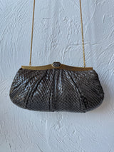 Vintage Judith Leiber Snakeskin Clutch Handbag on Chain