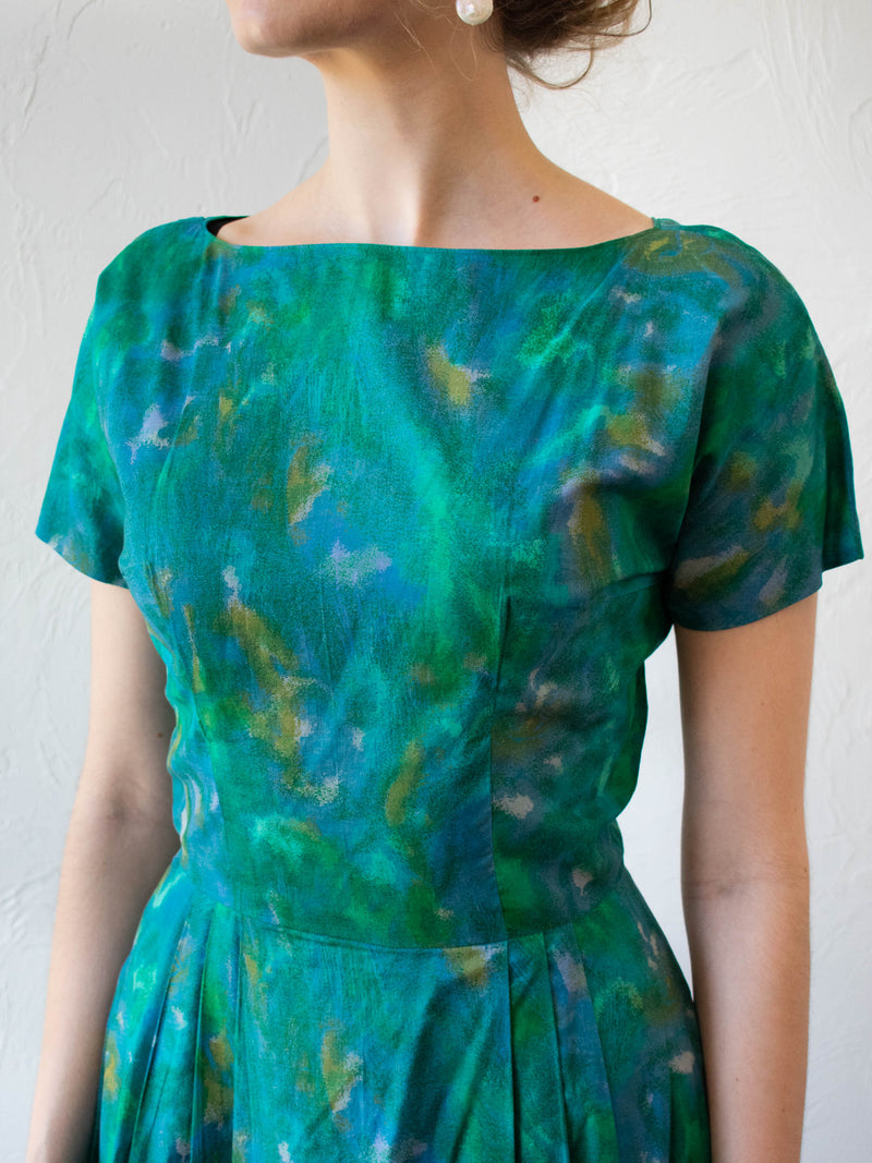 Vintage 1960s Handmade Monet Watercolor Dress S - We Thieves
