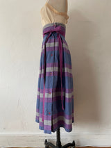 Vintage Jeanne Marc Cotton Checkered Pink/Periwinkle Pleated Midi Skirt XS - We Thieves