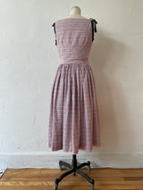 Vintage 1960s Black White and Red Wheel Print Dress - We Thieves