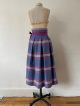 Vintage Jeanne Marc Cotton Checkered Pink/Periwinkle Pleated Midi Skirt XS - We Thieves