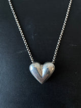 Vintage Joe Esposito Sterling Silver Puffed Heart Necklace