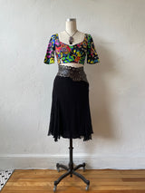 Vintage Moschino Silk "HAPPY" Graphic Print Crop Top S - We Thieves