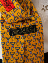 Vintage Gucci Yellow Silk Horsebit Neck Tie - We Thieves
